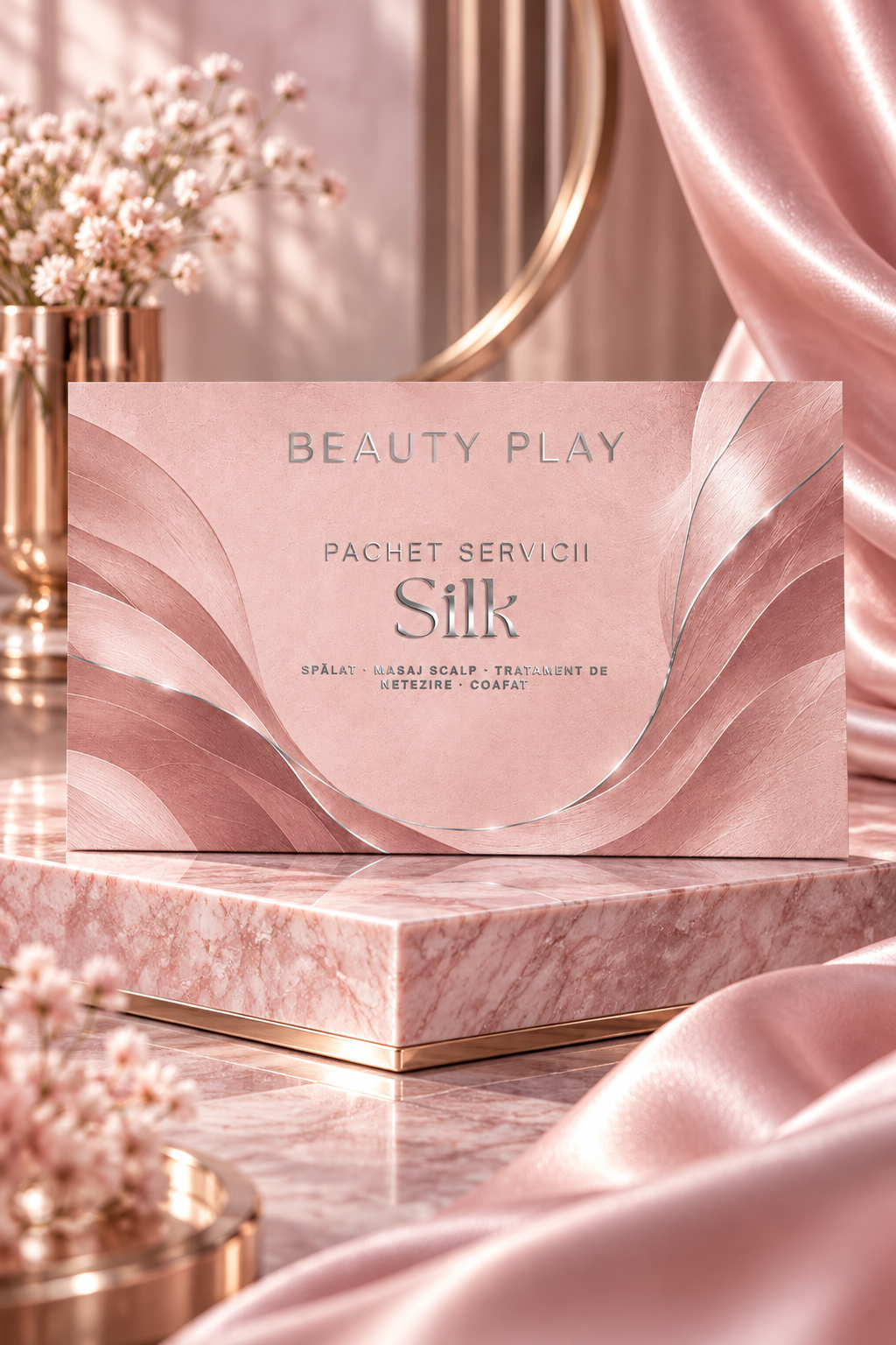 Silk – Pachet Premium de Servicii, Spălat, Masaj Scalp, Tratament de Netezire, Coafat | Beauty Play